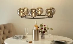 Meisterleuchten LED-Krone 6-flammig, schwarzchrom/Rauchglas