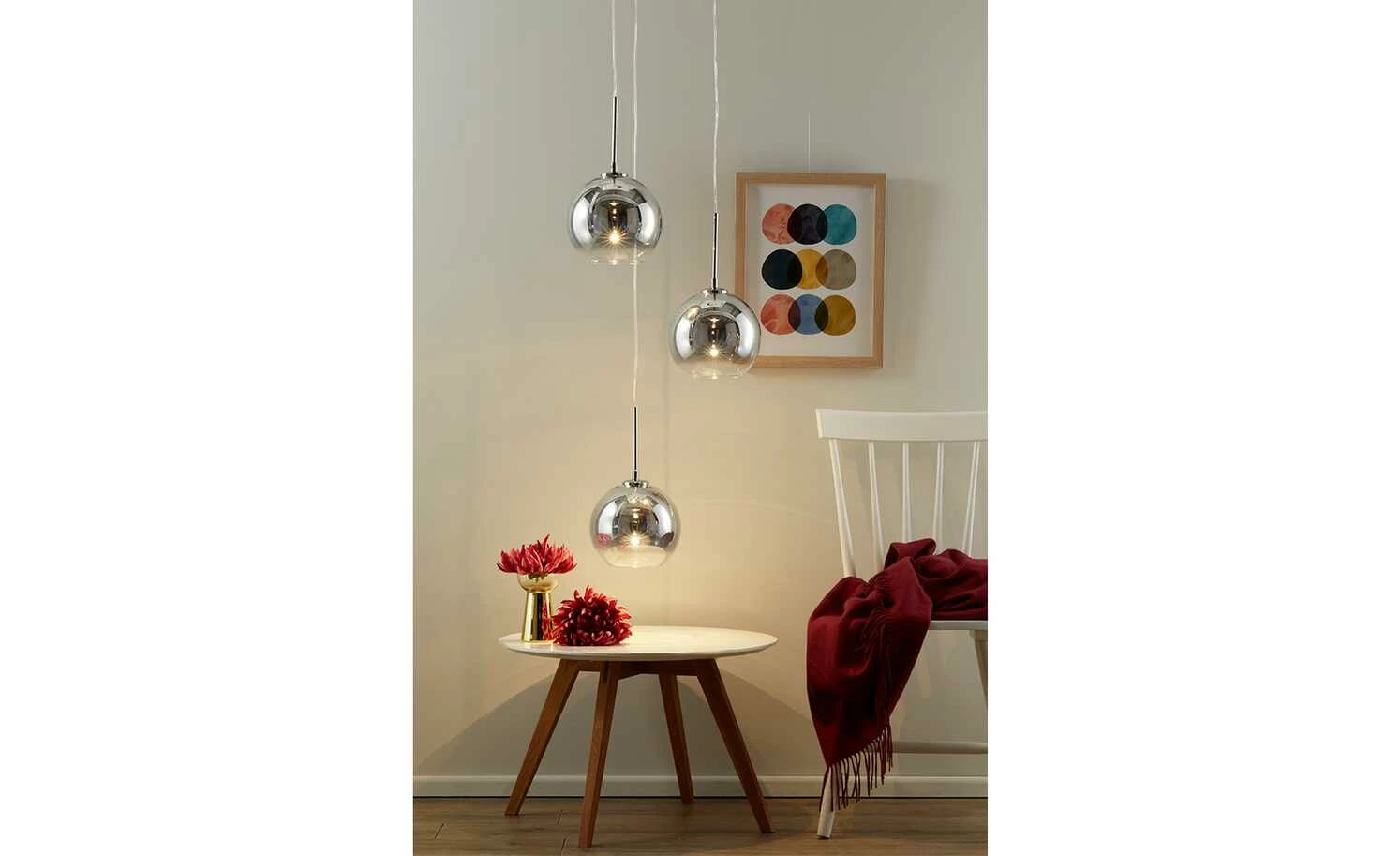 Meisterleuchten LED-Pendelleuchte, chrom Glas chromfarben beschichtet