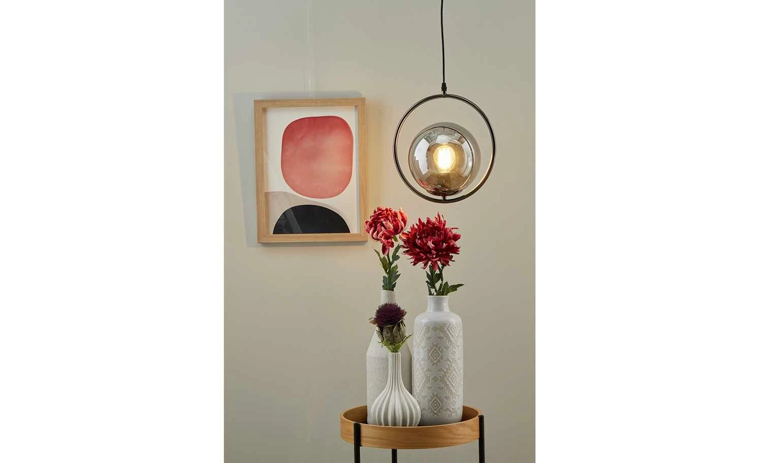 KHG Pendelleuchte, 1-flammig, schwarz-chrom mit Rauchglas – Bild 2