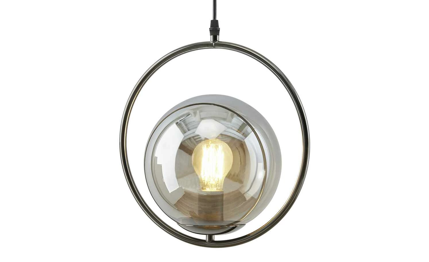 KHG Pendelleuchte, 1-flammig, schwarz-chrom mit Rauchglas – Bild 6