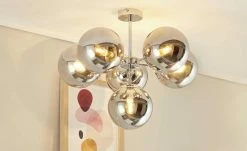 Meisterleuchten Deckenleuchte, 6-flammig, chrom / Rauchglas