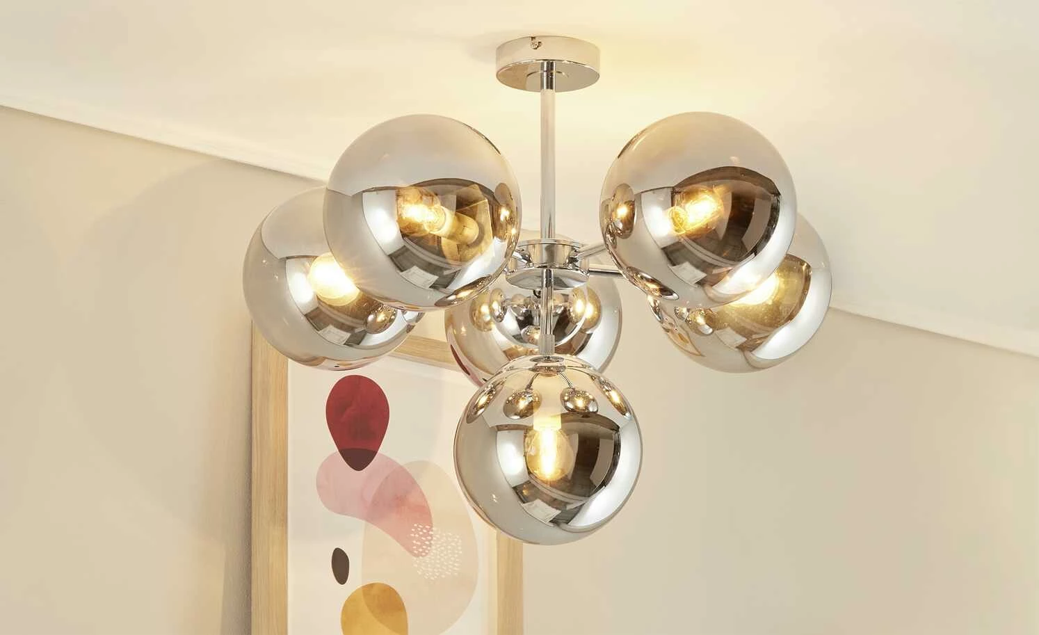 Meisterleuchten Deckenleuchte, 6-flammig, chrom / Rauchglas