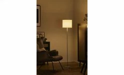 KHG LED-Stehleuchte, 1-flammig, Nickel-matt mit Stoffschirm