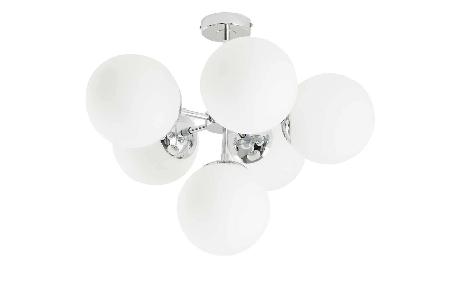 Meisterleuchten Deckenleuchte, 6-flammig, chrom/ Glaskugel – Bild 4