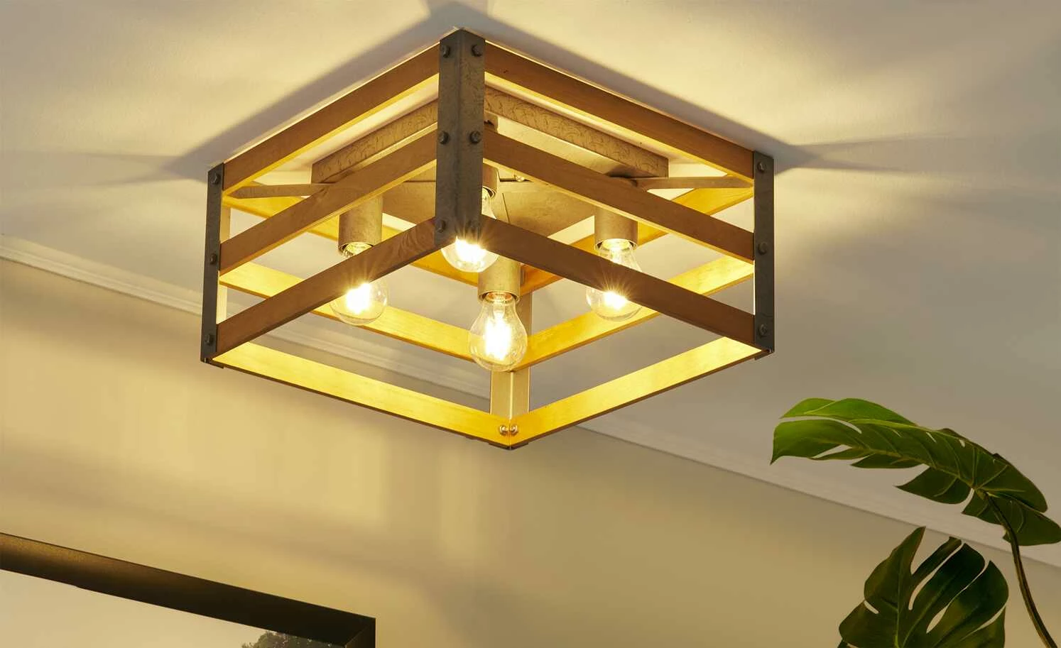 Trio Deckenleuchte, 4-flammig, Paletten-Optik