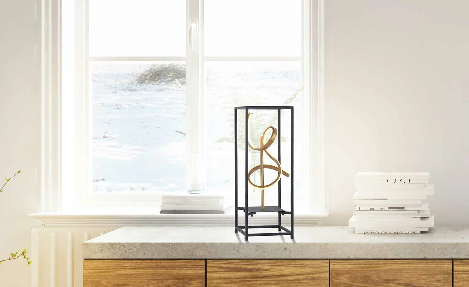 Paul Neuhaus LED-Tischeuchte, schwarz/goldfarben