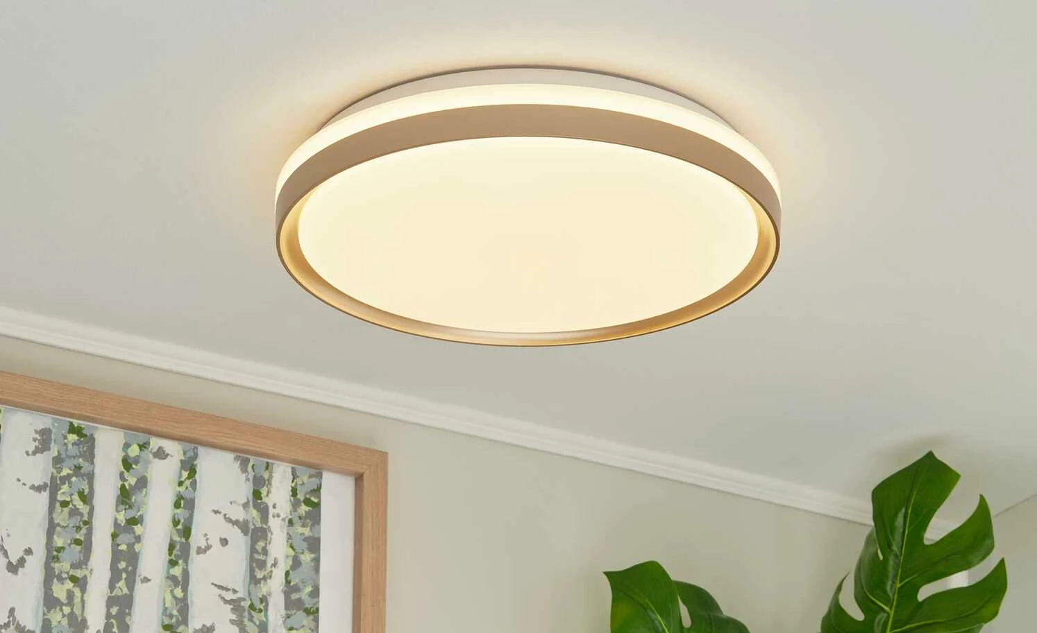 Fischer-Honsel LED-Deckenleuchte, goldfarben mit Bewegungsmelder