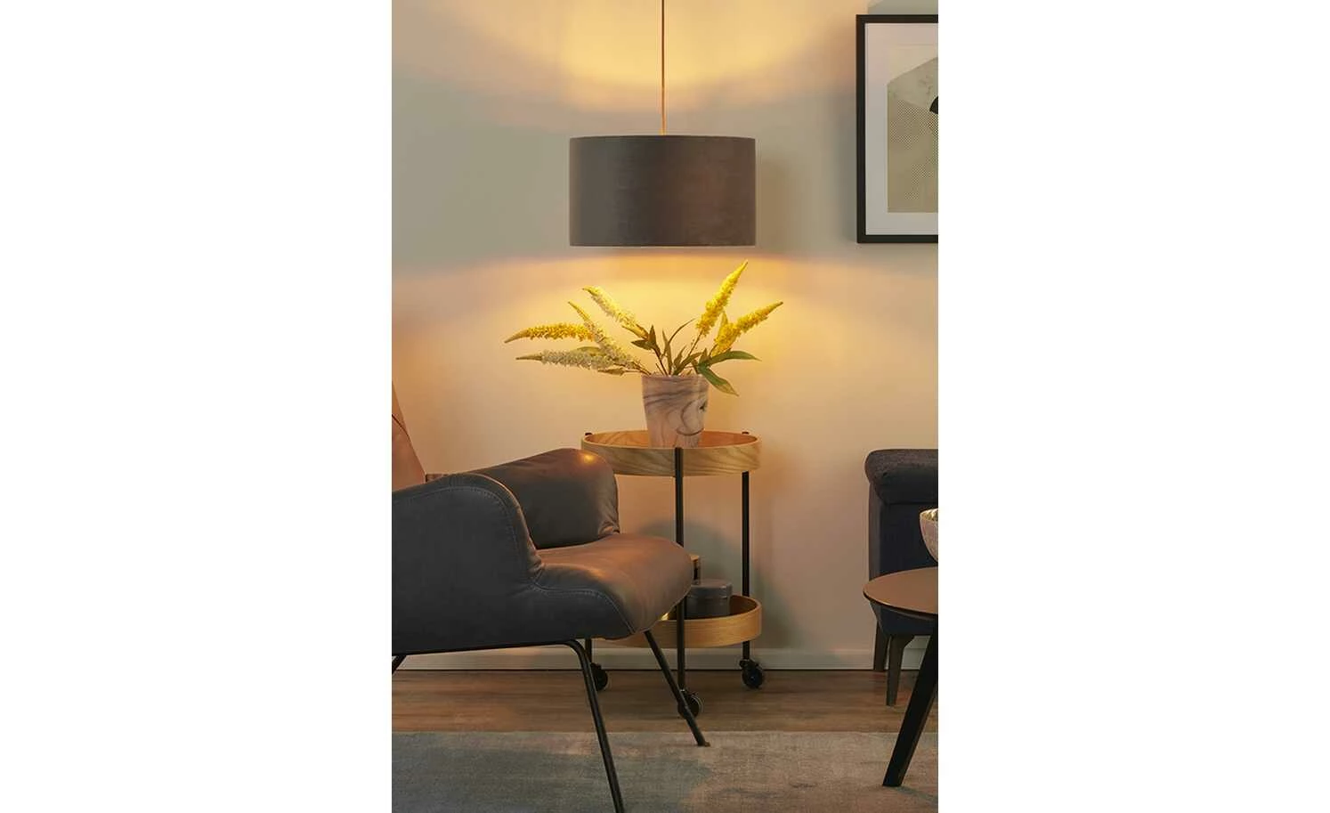 Fischer-Honsel Pendelleuchte, 1-flammig, grau Samt `groß`