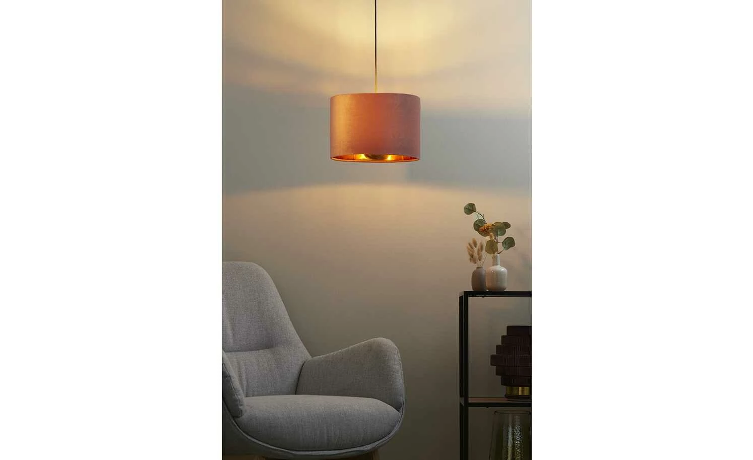 Fischer-Honsel Pendelleuchte, 1-flammig, rose´ Samt `klein` | Rosa – Bild 3