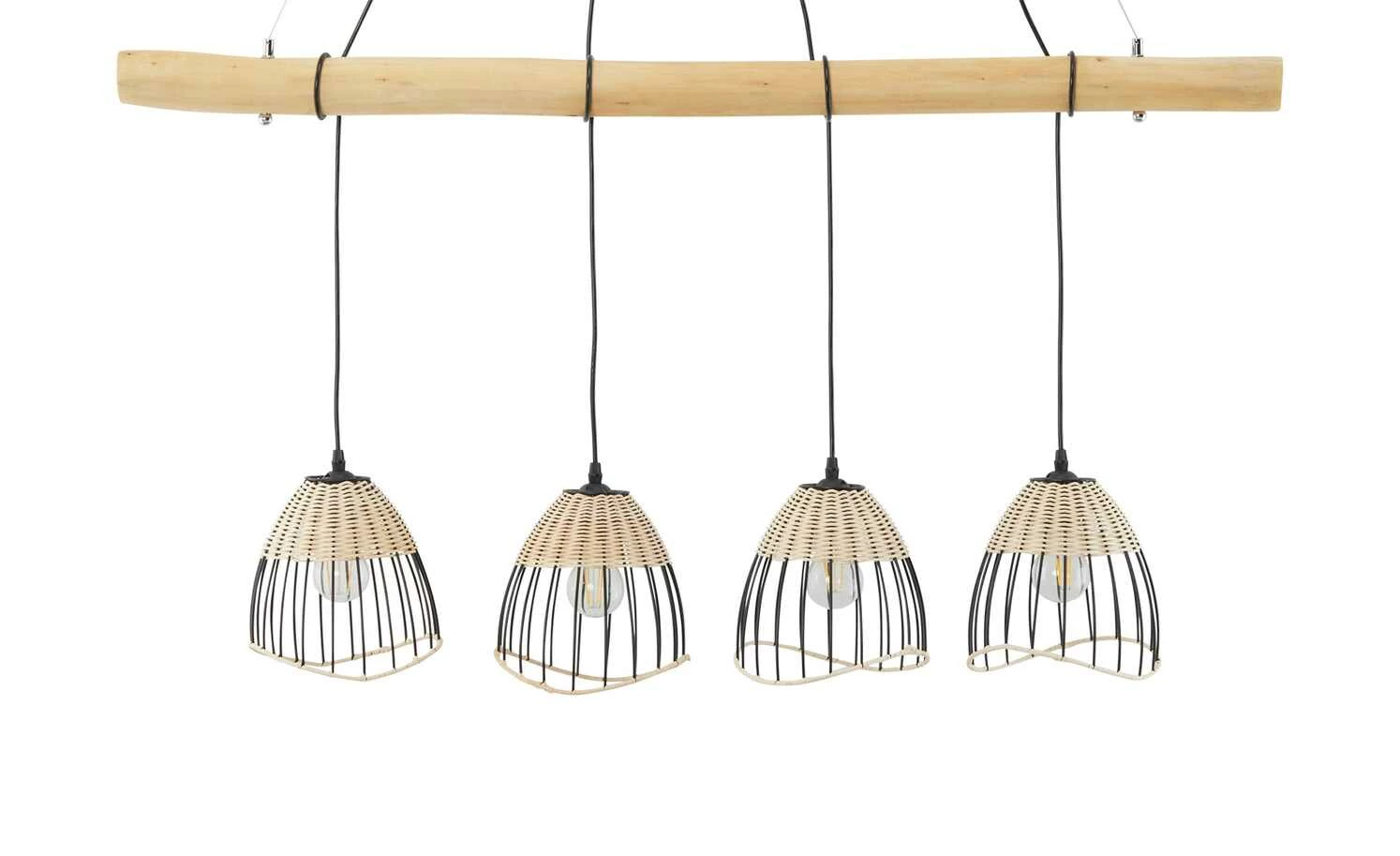 Paul Neuhaus Pendelleuchte, 4-flammig, Rattan – Bild 2