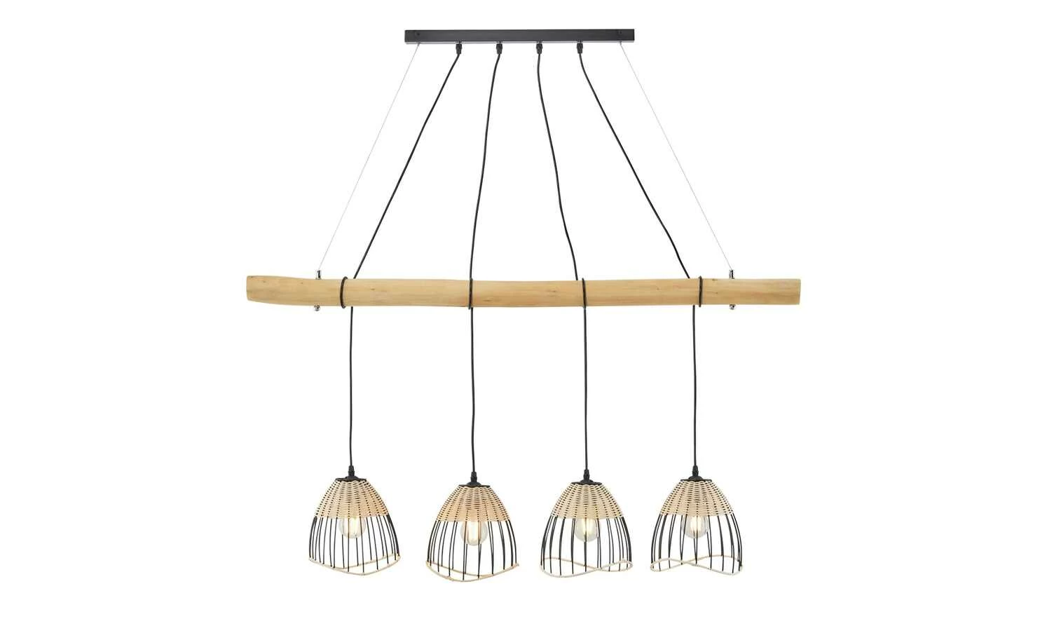 Paul Neuhaus Pendelleuchte, 4-flammig, Rattan – Bild 6