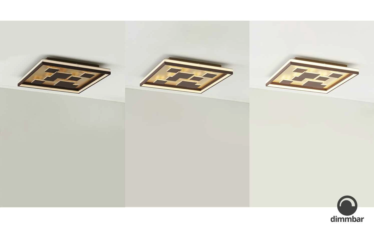 Fischer-Honsel LED-Deckenleuchte braun-rost, eckig