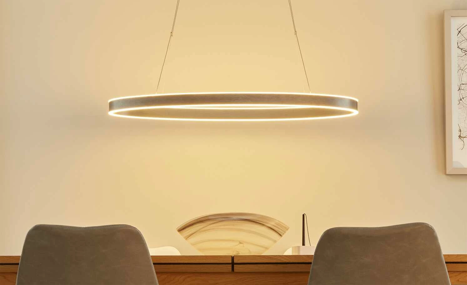 B-Leuchten LED-Pendelleuchte, anthrazit/silberfarben, oval – Bild 2