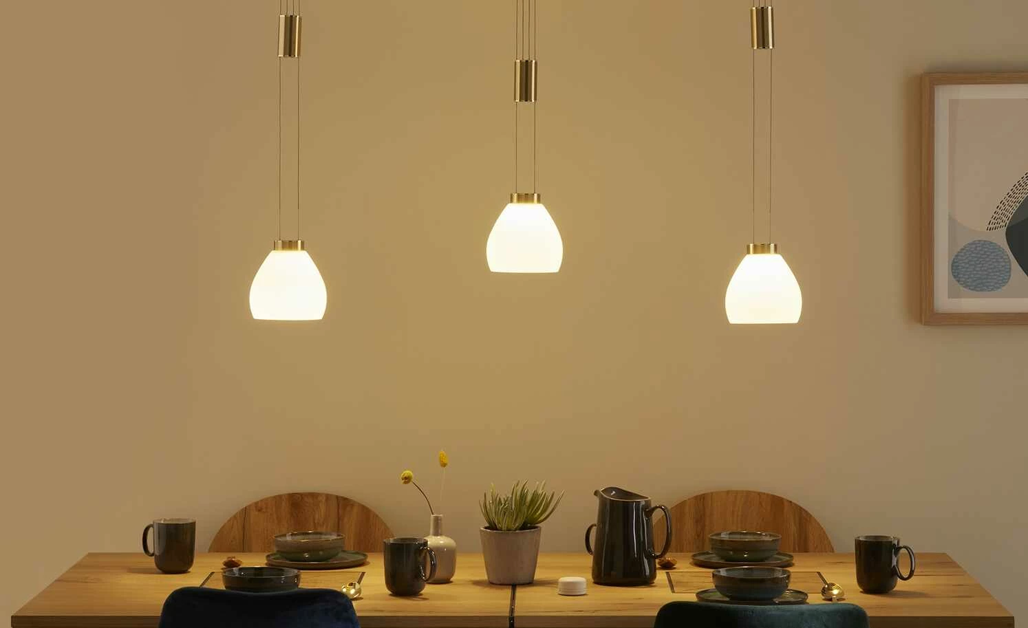 B-Leuchten LED-Pendelleuchte, 3-flammig, messing-matt – Bild 2