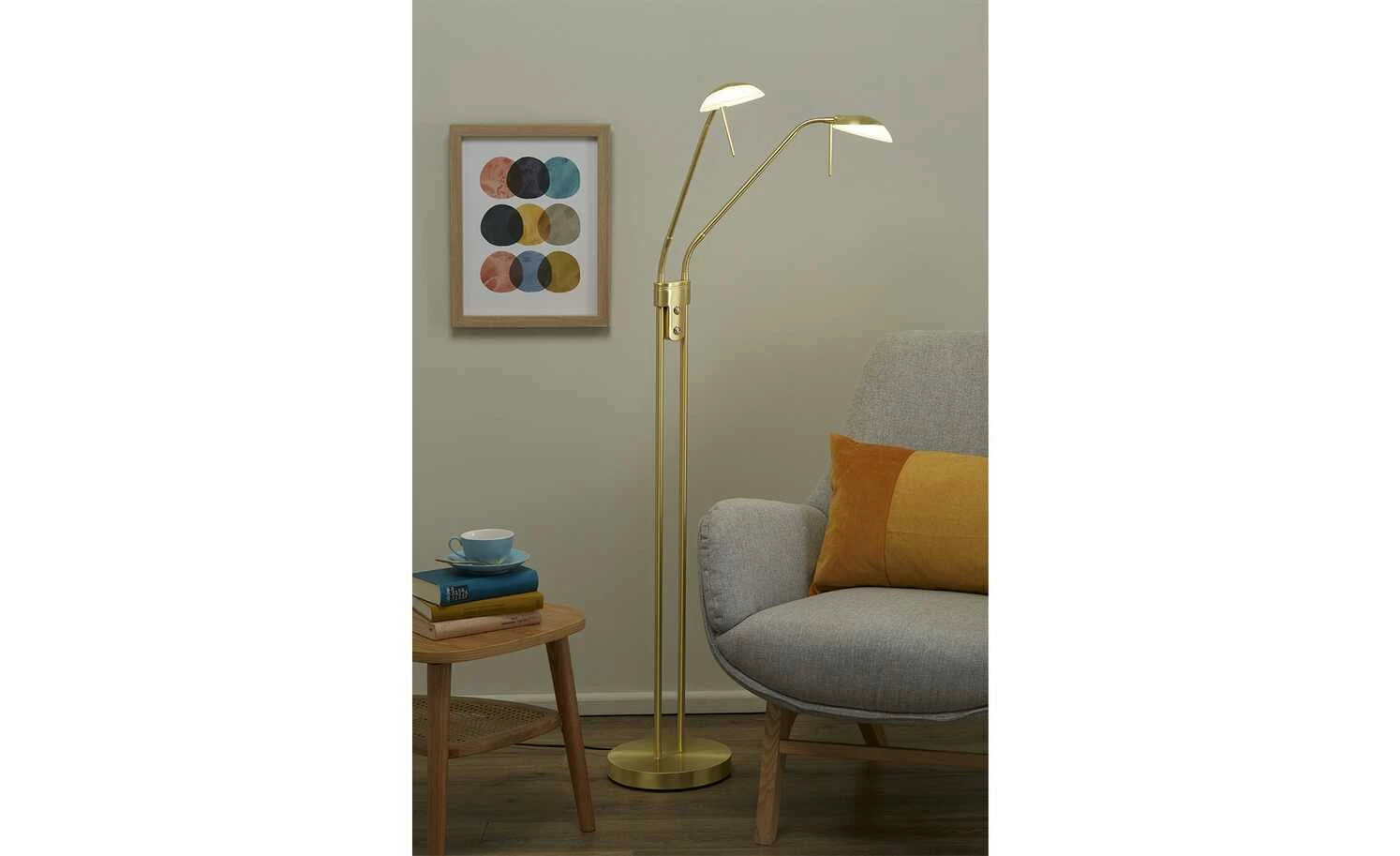 Fischer-Honsel LED-Lese-Leuchte 2-flammig, messing-matt – Bild 3