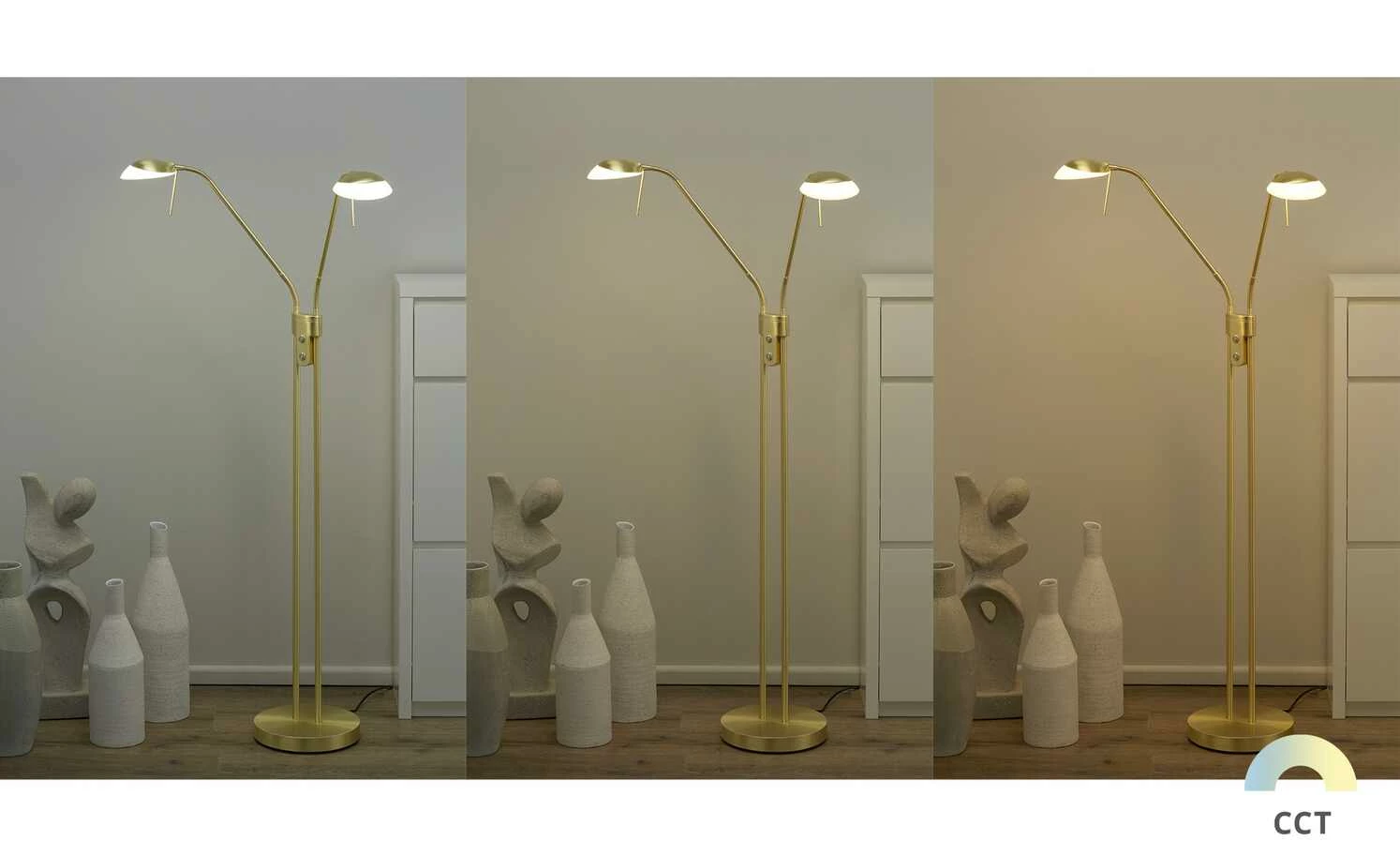 Fischer-Honsel LED-Lese-Leuchte 2-flammig, messing-matt – Bild 2