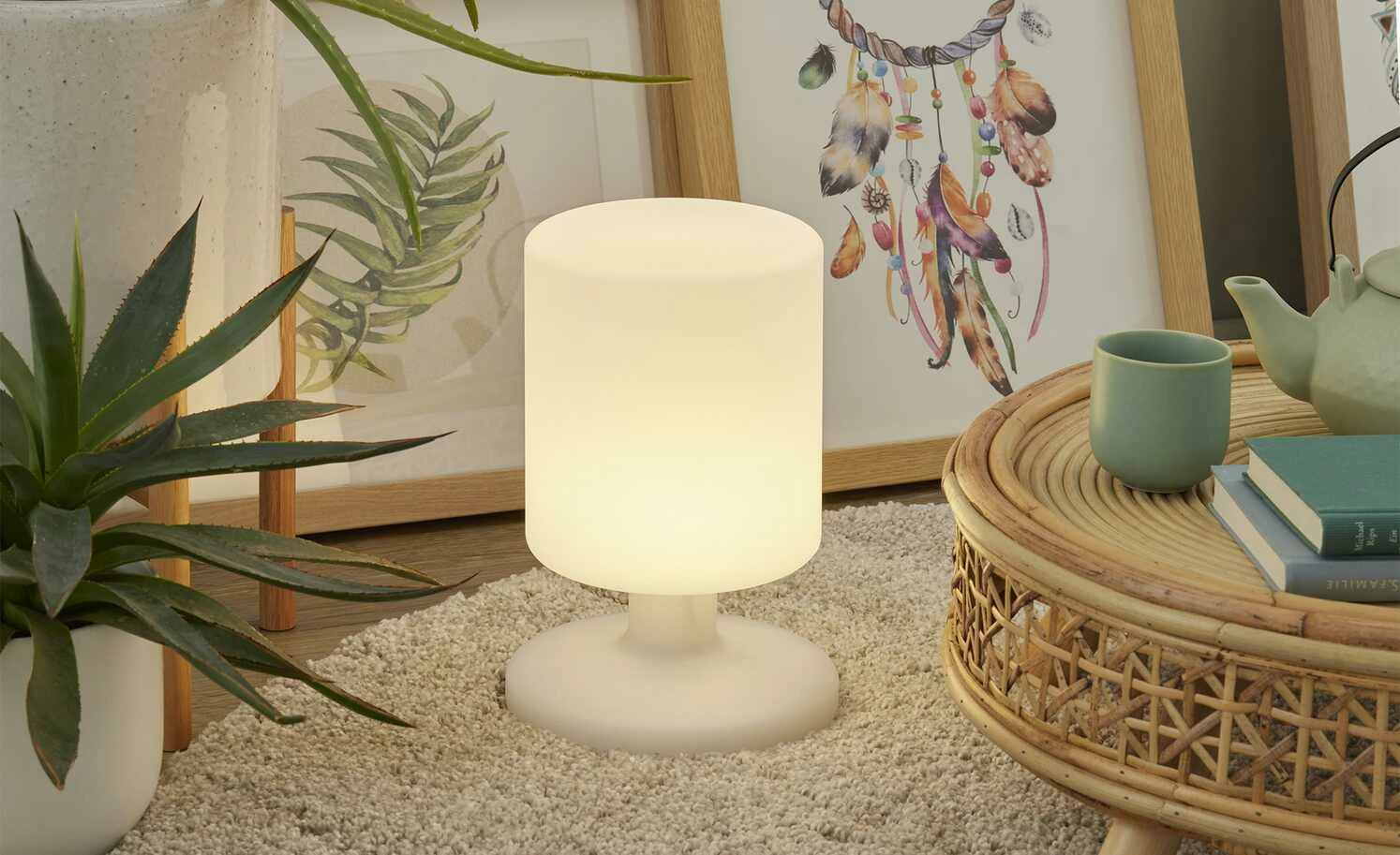 Trio Akku-Aussen-Tischleuchte, weiß