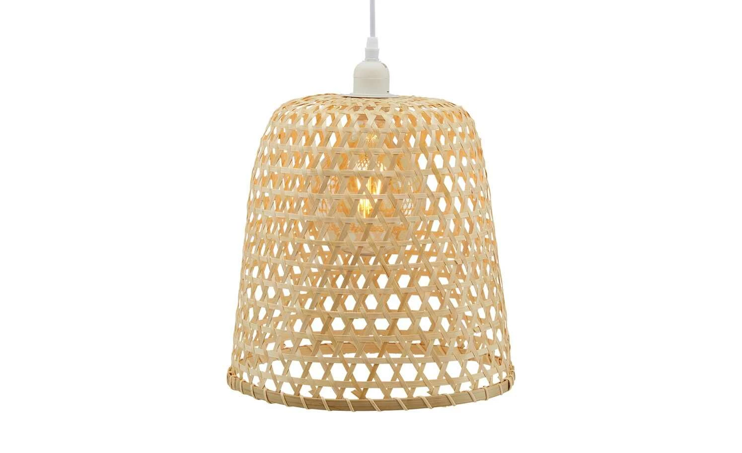 HOME STORY Pendelleuchte, 1-flammig, Bambus-Schirm – Bild 2