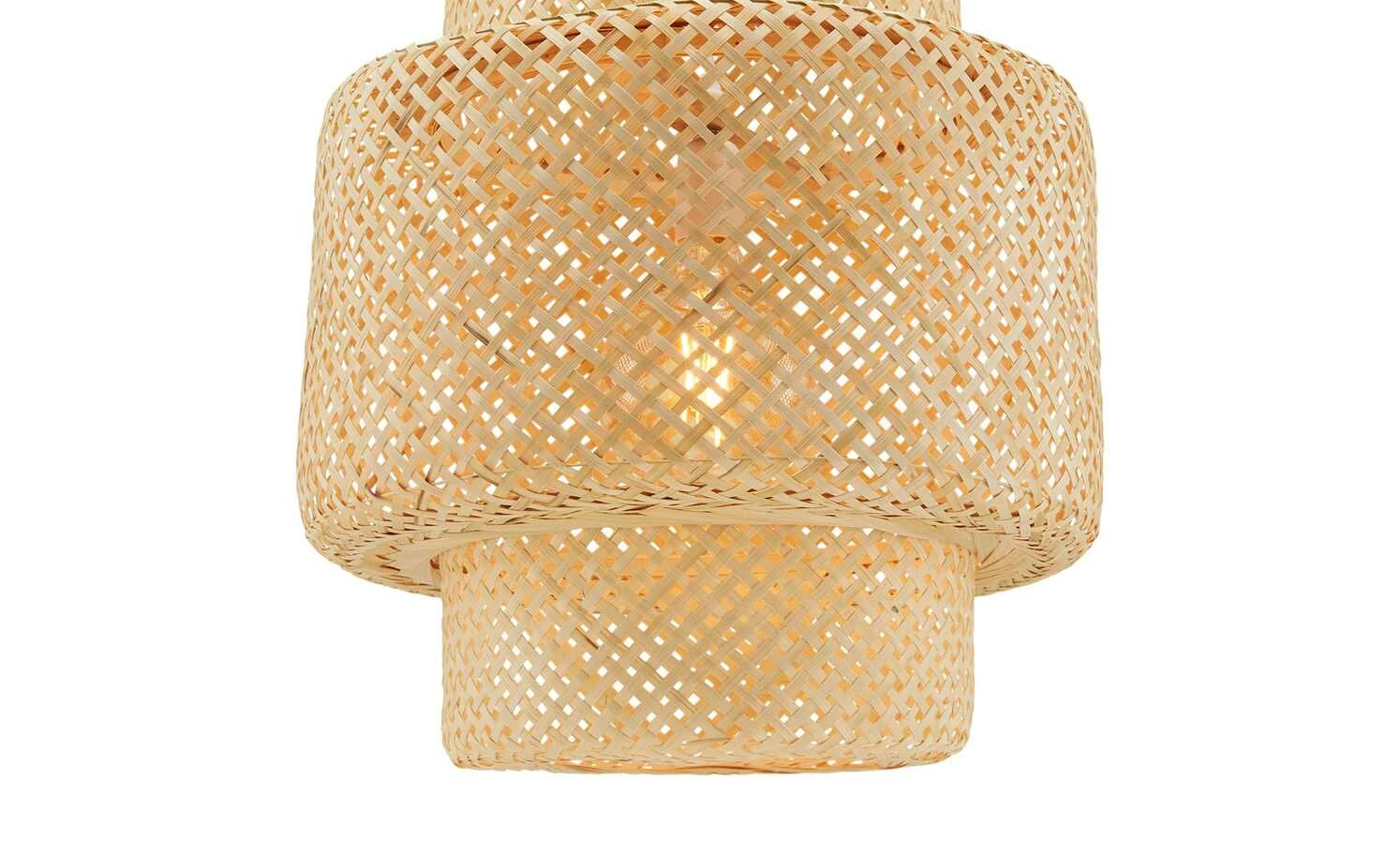 HOME STORY Pendelleuchte, 1-flammig, Bambus-Schirm ´groß´ – Bild 3