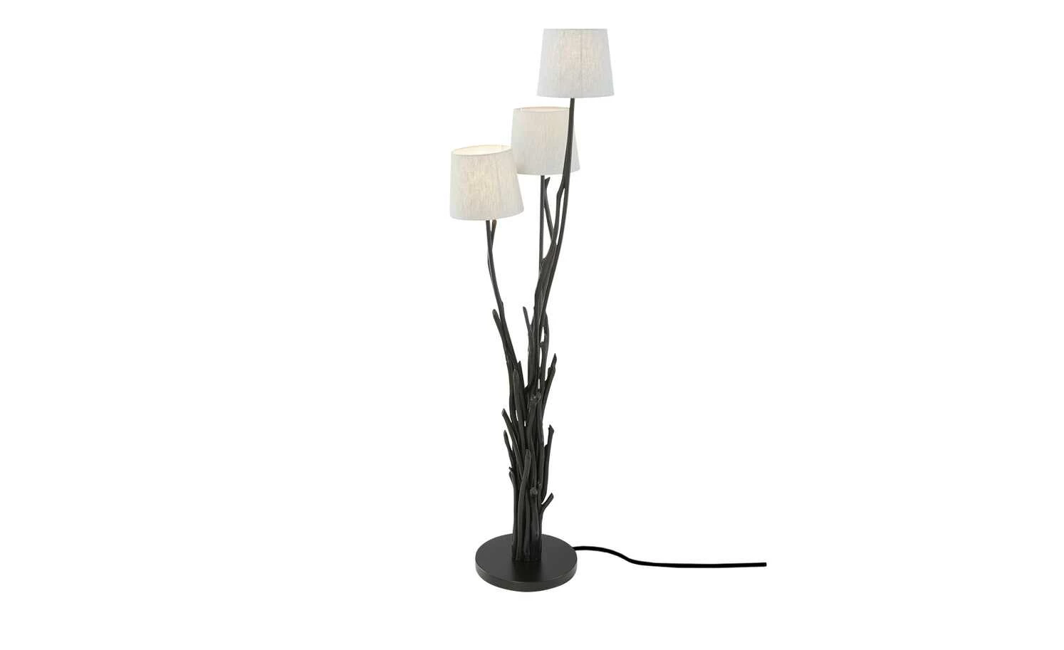 HOME STORY Treibholz-Stehleuchte, 3-flammig, schwarz mit Jute Schirm – Bild 3