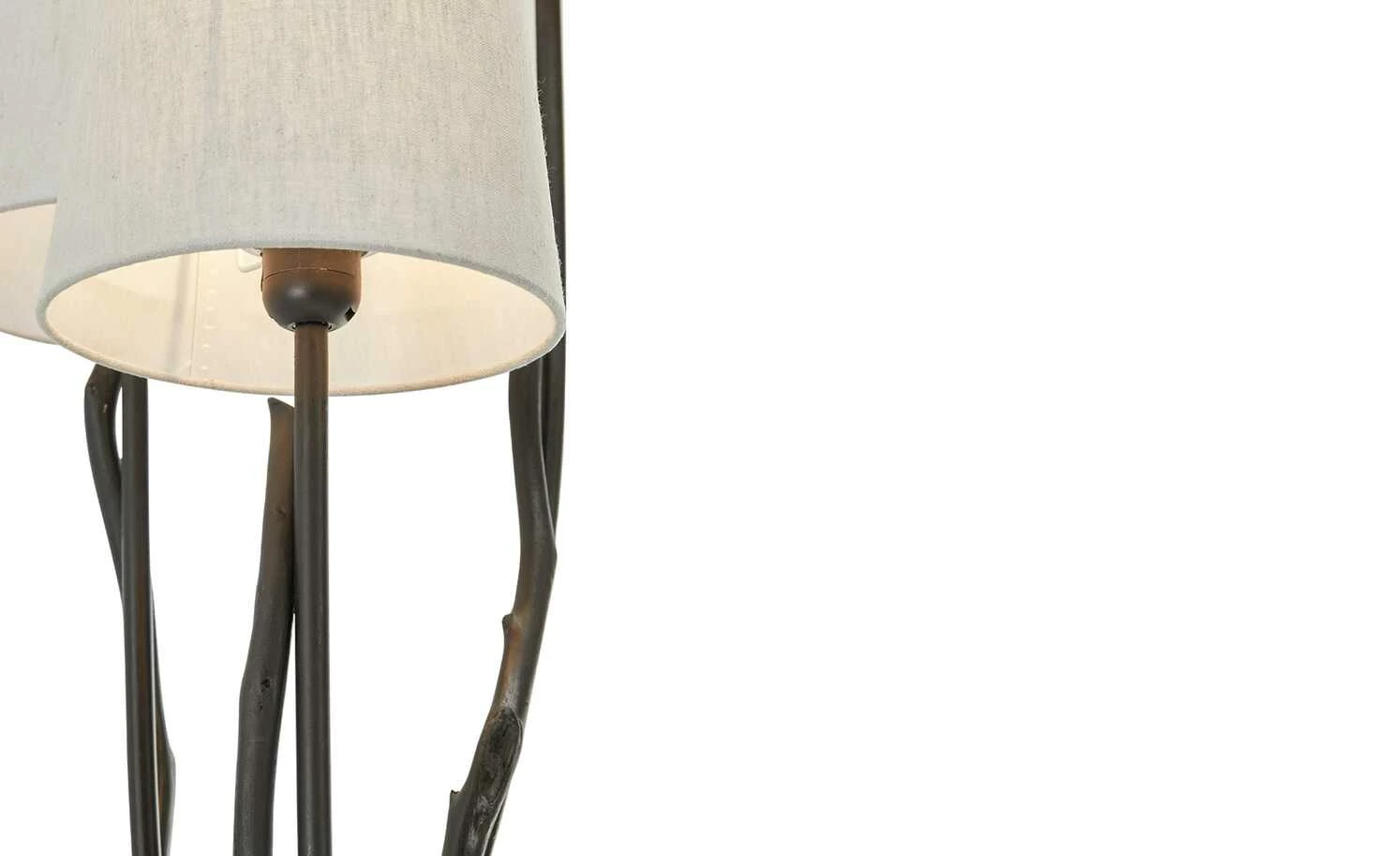 HOME STORY Treibholz-Stehleuchte, 3-flammig, schwarz mit Jute Schirm – Bild 5