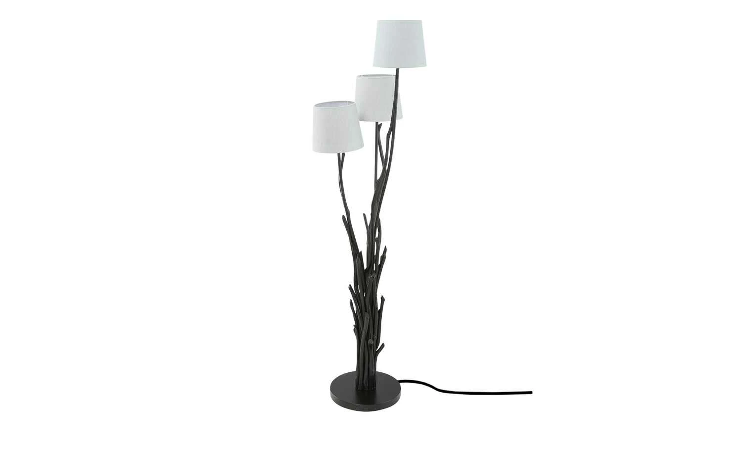 HOME STORY Treibholz-Stehleuchte, 3-flammig, schwarz mit Jute Schirm – Bild 2