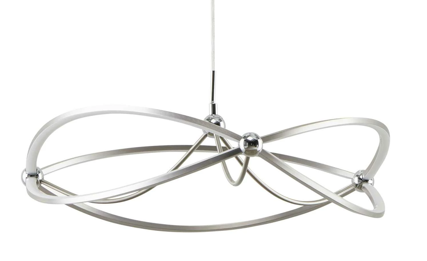 Trio LED-Pendelleuchte Nickel-matt geschwungen | silberfarben, Weiß – Bild 2