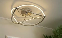 Trio LED-Deckenleuchte, Nickel-matt, geschwungen | silberfarben