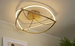 Trio LED-Deckenleuchte, messing-matt, geschwungen ´groß´ | messingfarben