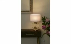 HOME STORY Tischleuchte, 1-flammig, goldfarben/ Schirm weiß