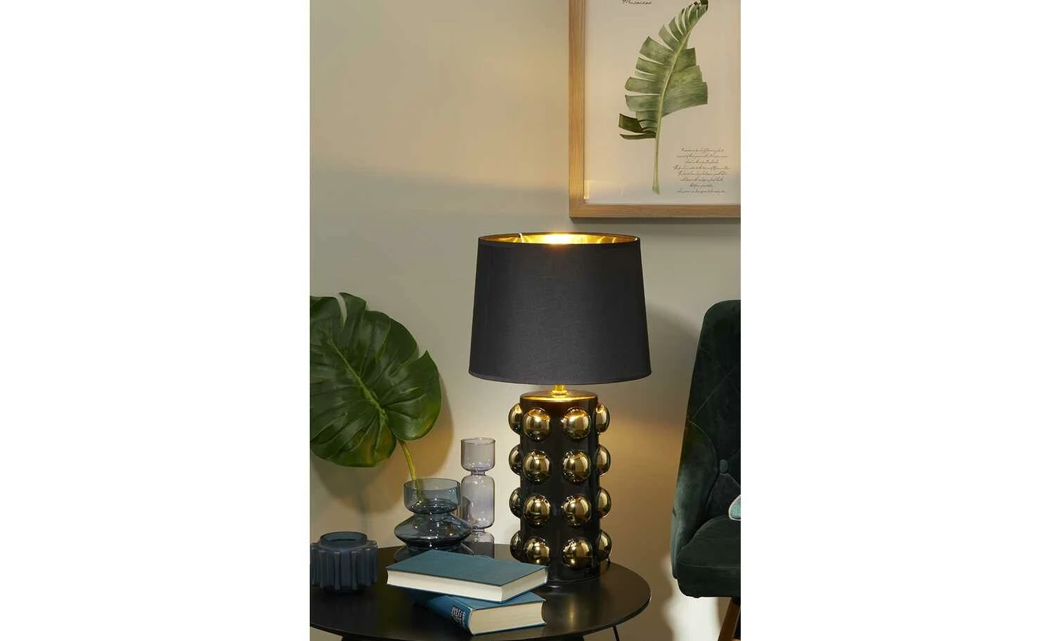 HOME STORY Tischleuchte, 1-flammig, schwarz/gold