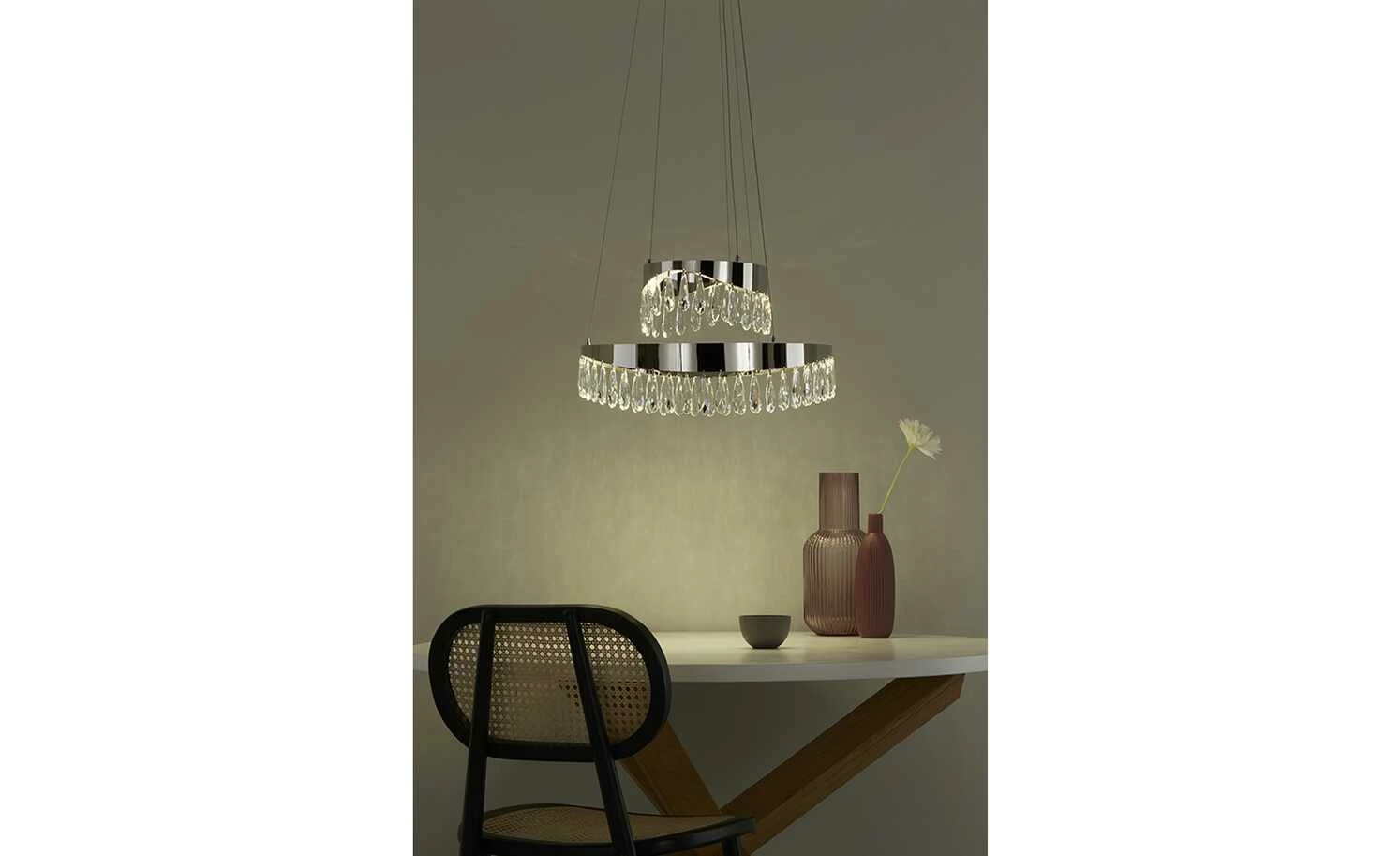 KHG LED-Kristall-Pendelleuchte, chrom