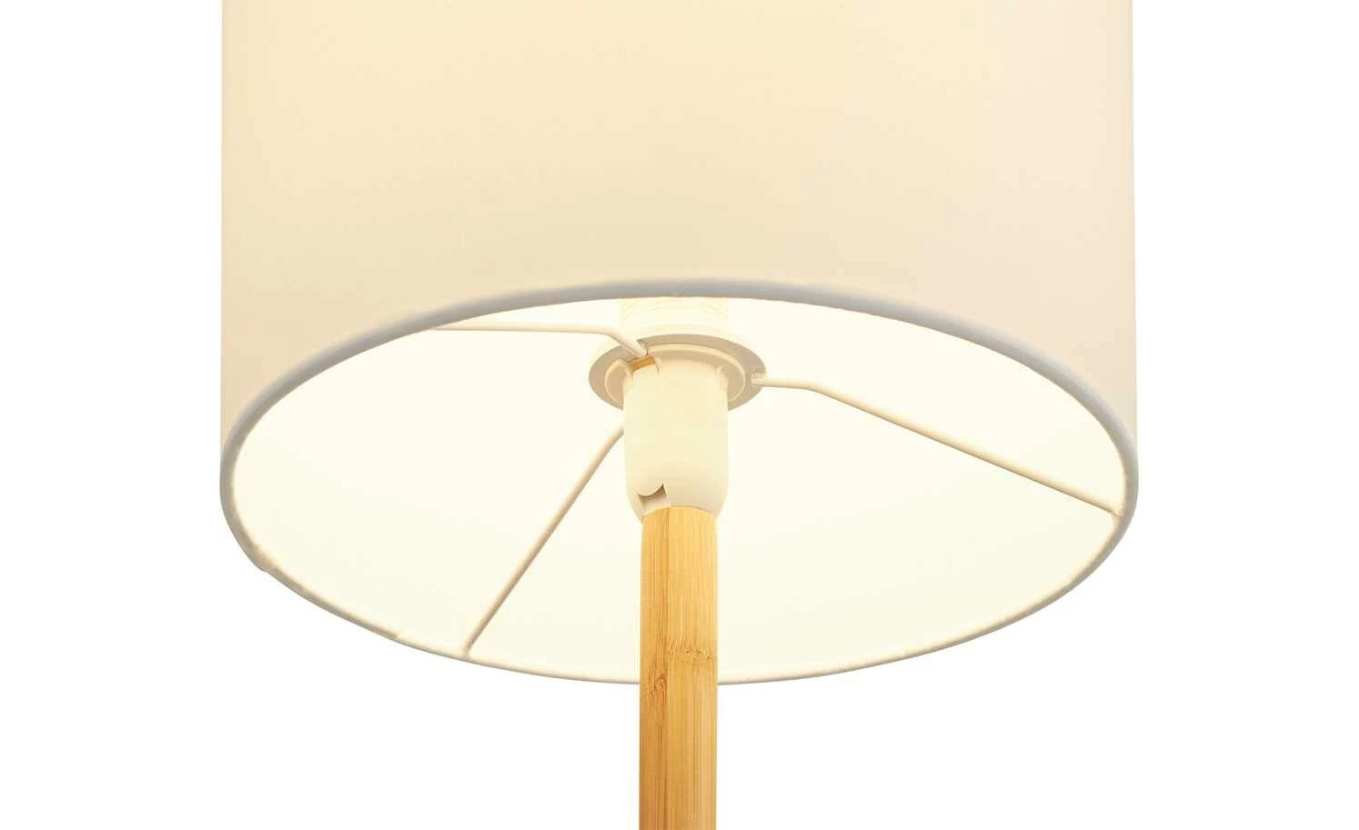 HOME STORY Tischleuchte, 1-flammig, weiß mit Bambus – Bild 4