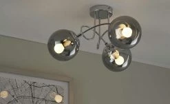 KHG Deckenleuchte, 3-flammig, chrom / Rauchglas