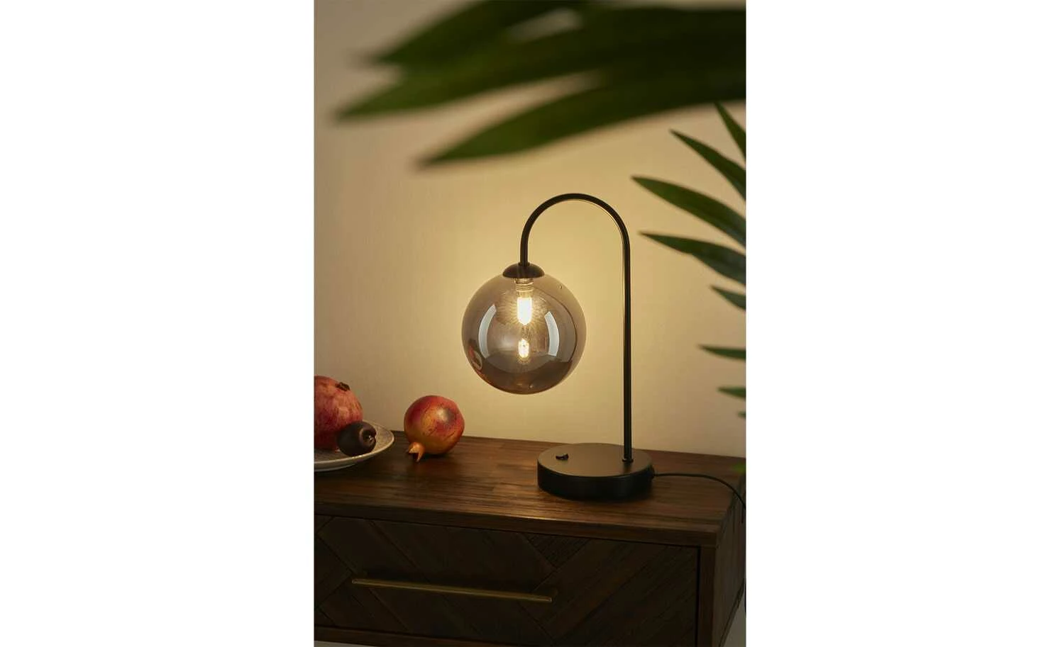 KHG LED-Tischeuchte, 1-flammig, schwarz/ Rauchglas