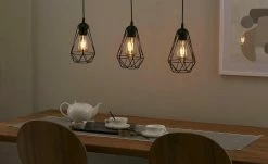 KHG Pendelleuchte, 3-flammig, Metall schwarz