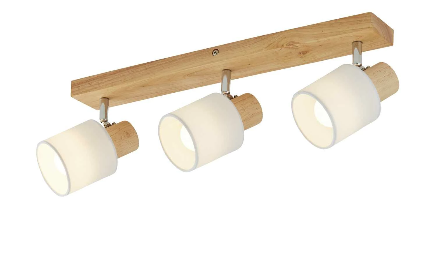 KHG Deckenstrahler, 3-flammig, Holz/ Stoffschirm weiß – Bild 4