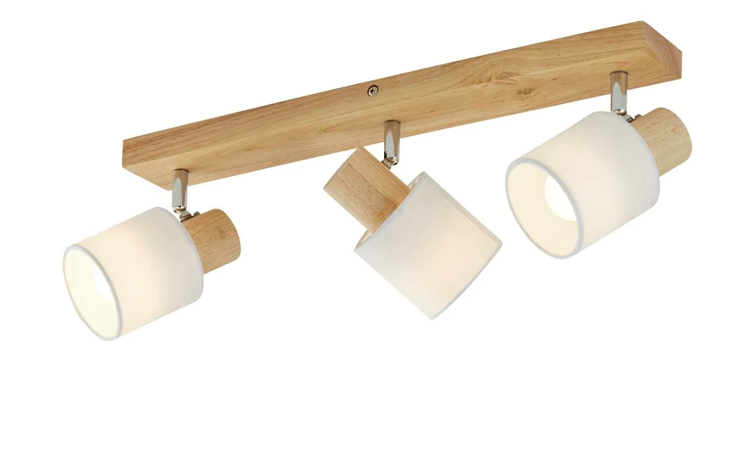KHG Deckenstrahler, 3-flammig, Holz/ Stoffschirm weiß – Bild 5