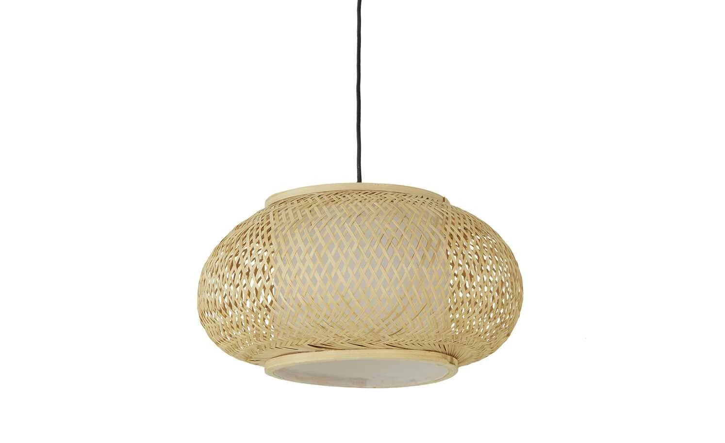 HOME STORY Pendelleuchte, 1-flammig, Rattan/ Stoff
