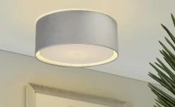 Deckenleuchte, 1-flammig, samt grau