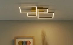 HOME STORY LED-Deckenleuchte, 4-flammig, schwarz/goldfarben