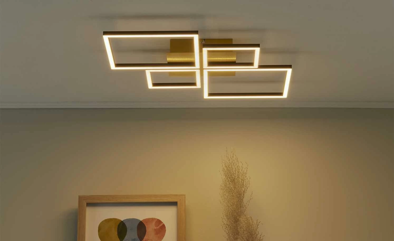 HOME STORY LED-Deckenleuchte, 4-flammig, schwarz/goldfarben