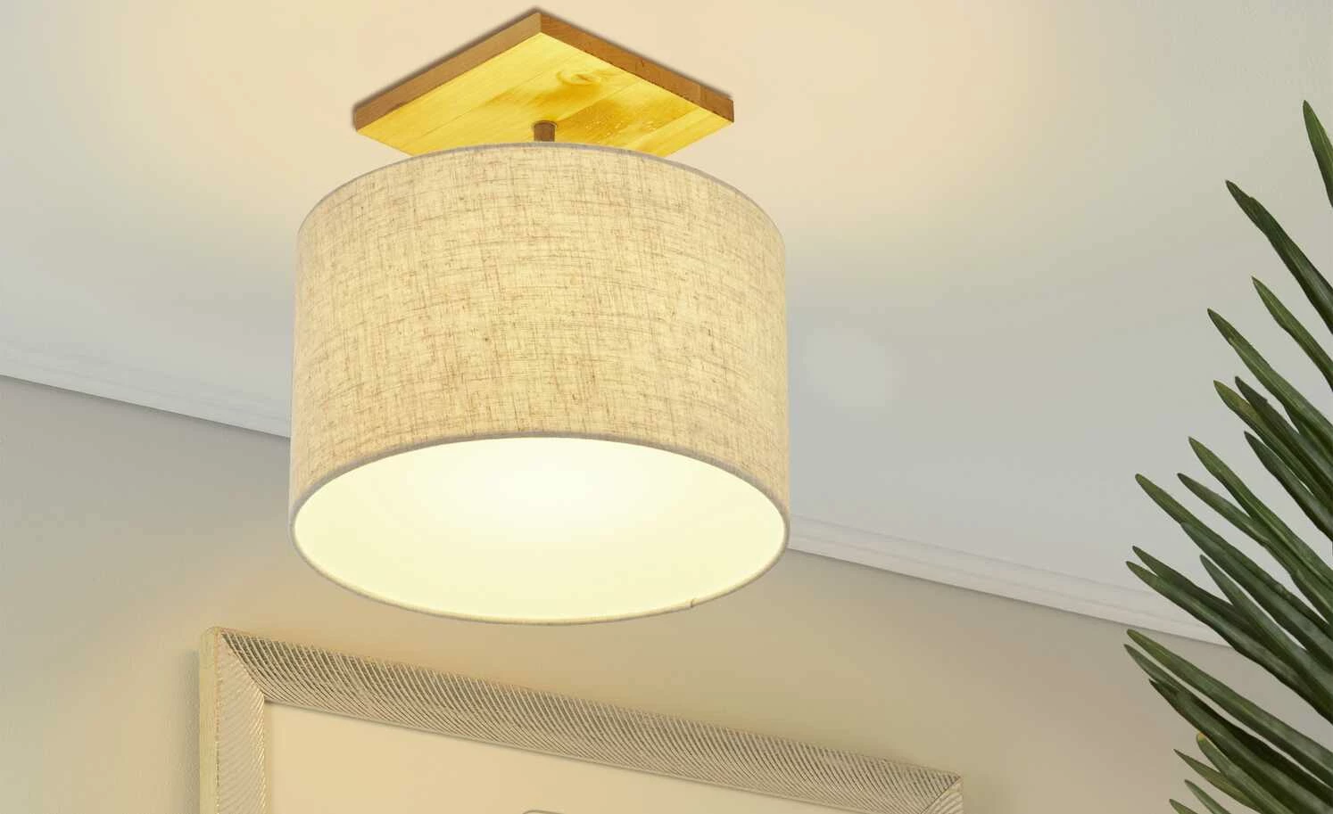 Trio Deckenleuchte, 1-flammig, Nickel-antik/ Holz