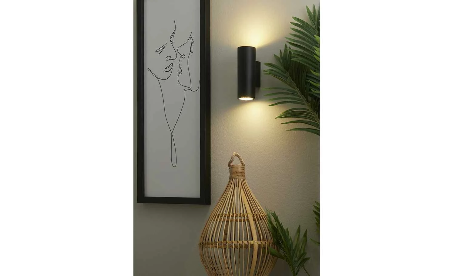 Trio Wandleuchte, 2-flammig, schwarz