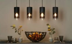 Trio Pendelleuchte, 4-flammig, Rauchglas schwarz