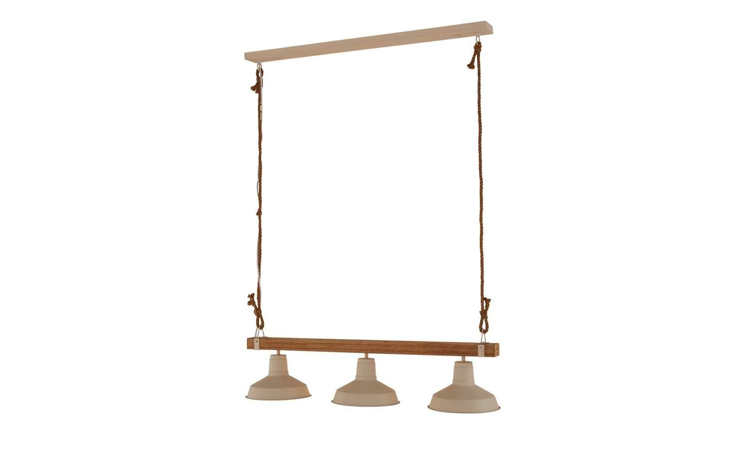 Pendelleuchte, 3-flammig, weiß/Holz mit Tau – Bild 3