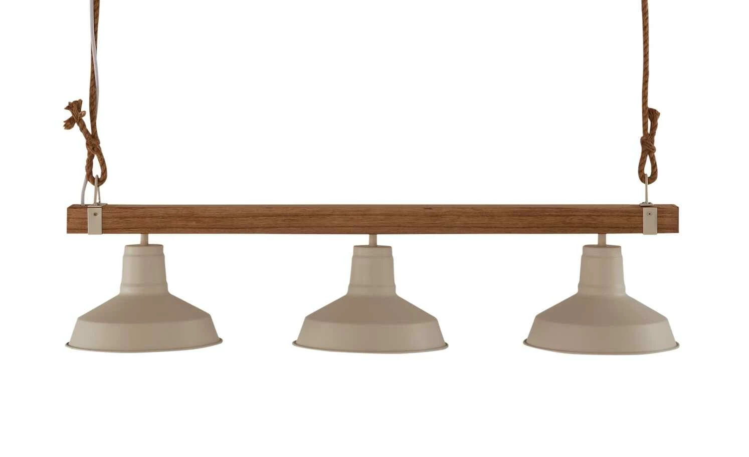 Pendelleuchte, 3-flammig, weiß/Holz mit Tau – Bild 2