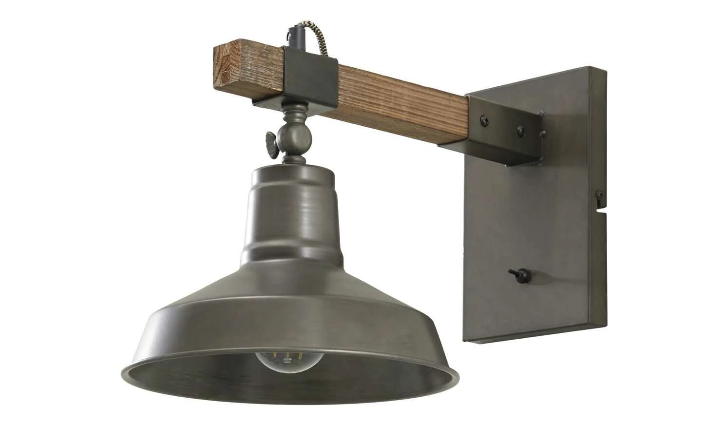 Wandleuchte, 1-flammig, schwarz/holz – Bild 2