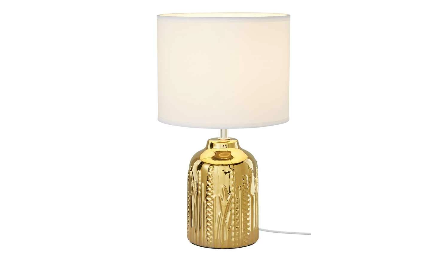 KHG Tischeuchte, 1-flammig, goldfarben mit Stoffschirm – Bild 2