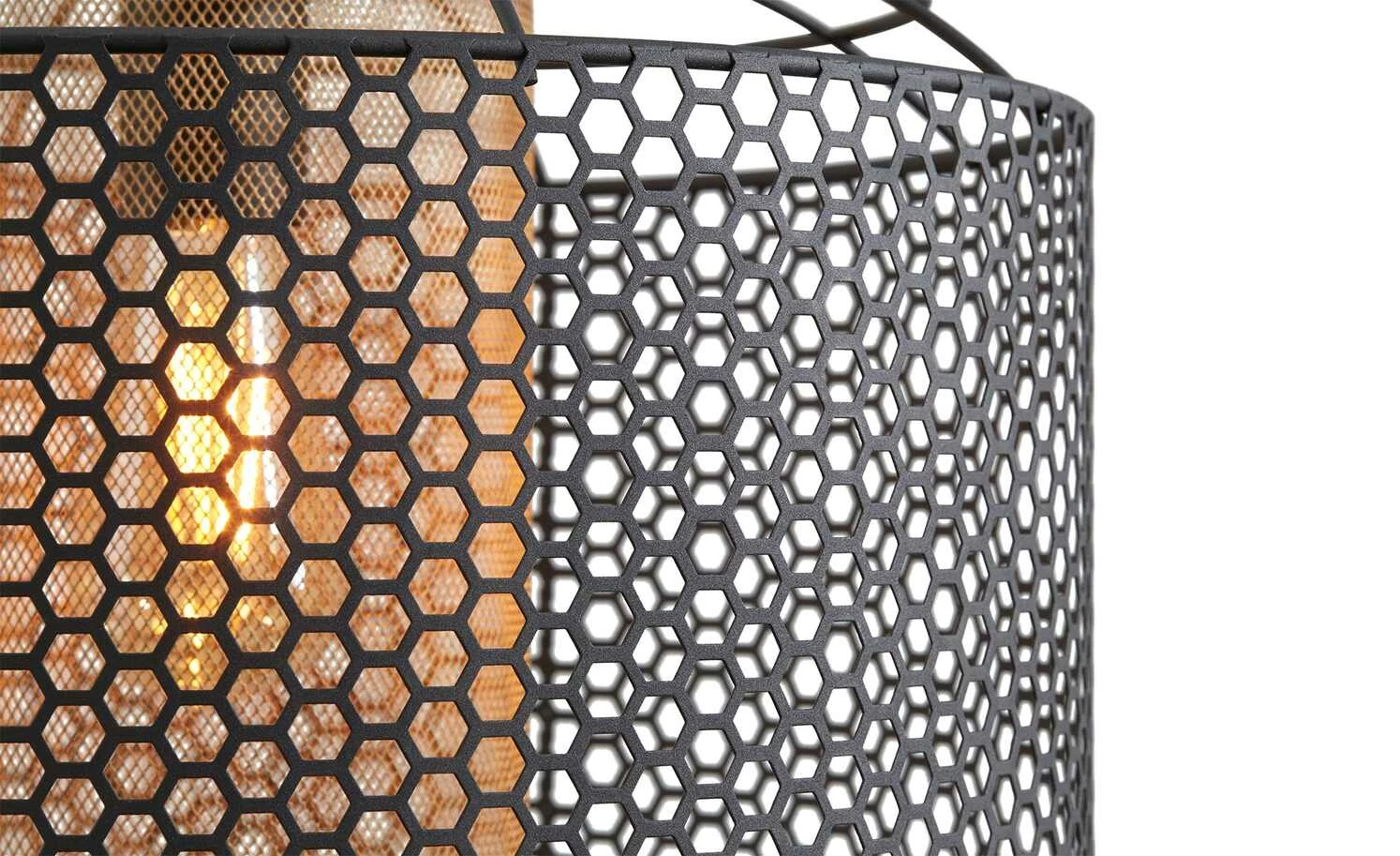 Pendelleuchte, 1-flammig, Metall schwarz/goldfarben – Bild 4